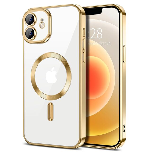 Husa pentru iPhone 12 cu MagSafe si protectie pentru lentile anti-shock 1.5 mm - gold
