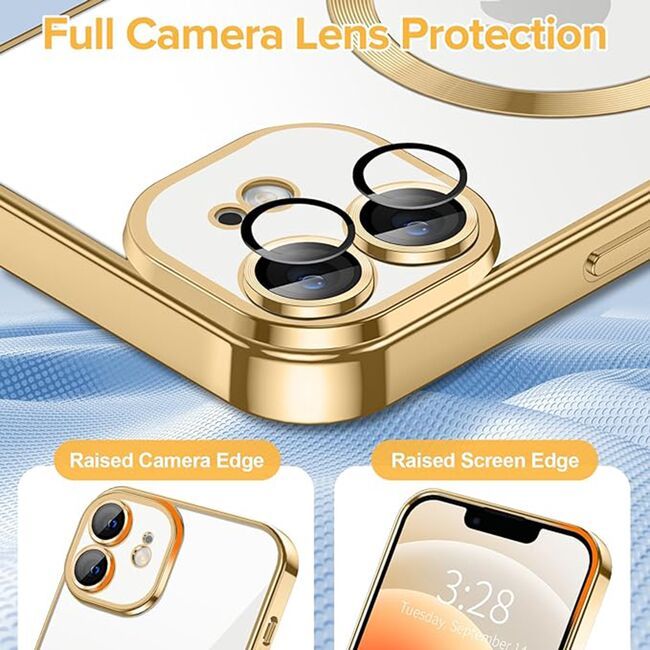 Husa pentru iPhone 12 cu MagSafe si protectie pentru lentile anti-shock 1.5 mm - gold