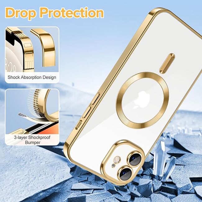 Husa pentru iPhone 12 cu MagSafe si protectie pentru lentile anti-shock 1.5 mm - gold