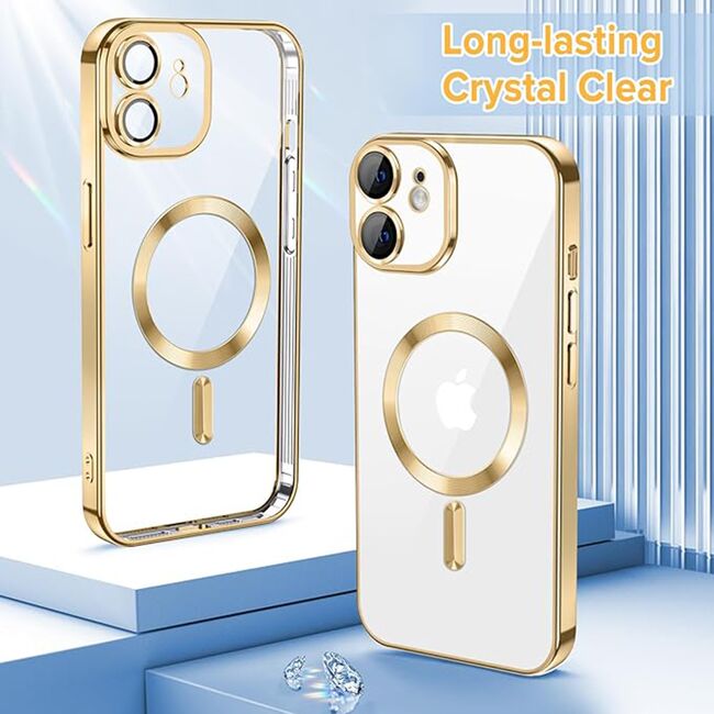 Husa pentru iPhone 12 cu MagSafe si protectie pentru lentile anti-shock 1.5 mm - gold