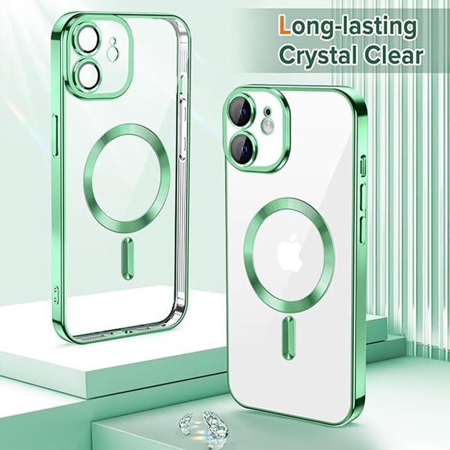 Husa pentru iPhone 12 cu MagSafe si protectie pentru lentile anti-shock 1.5 mm - light green