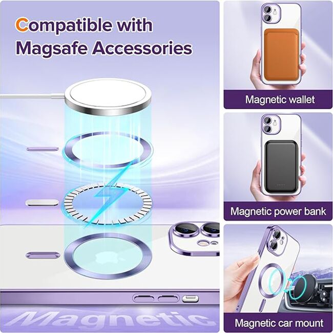 Husa pentru iPhone 12 cu MagSafe si protectie pentru lentile anti-shock 1.5 mm - light purple