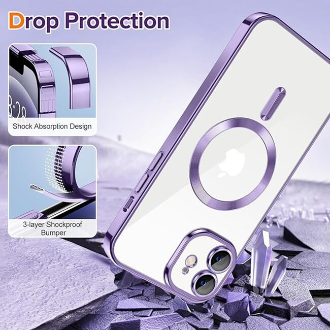 Husa pentru iPhone 12 cu MagSafe si protectie pentru lentile anti-shock 1.5 mm - light purple