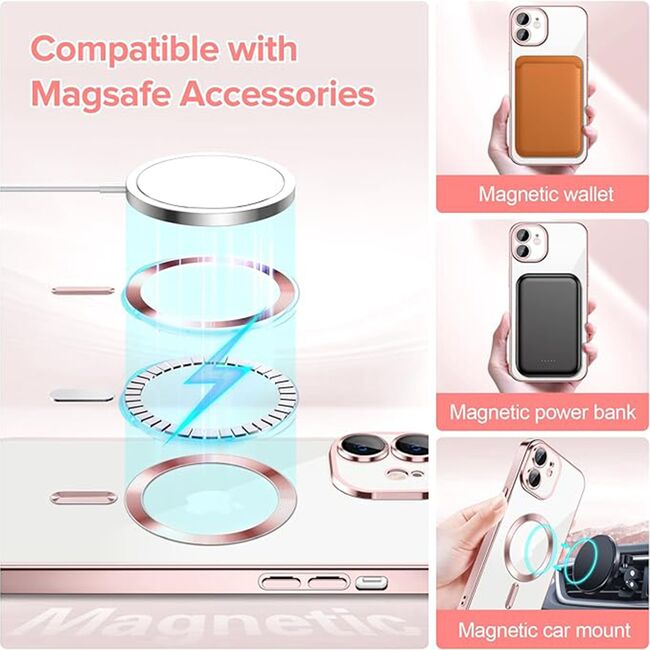 Husa pentru iPhone 12 cu MagSafe si protectie pentru lentile anti-shock 1.5 mm - pink