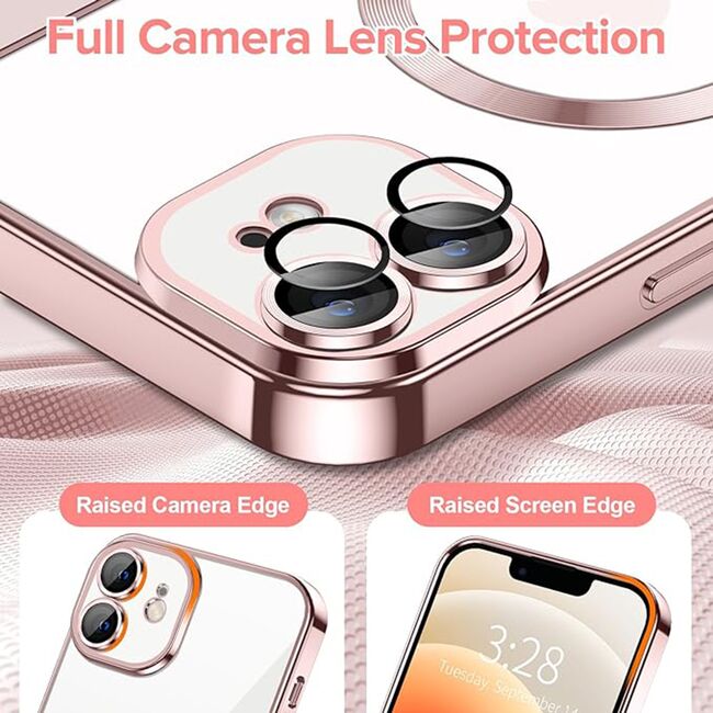 Husa pentru iPhone 12 cu MagSafe si protectie pentru lentile anti-shock 1.5 mm - pink