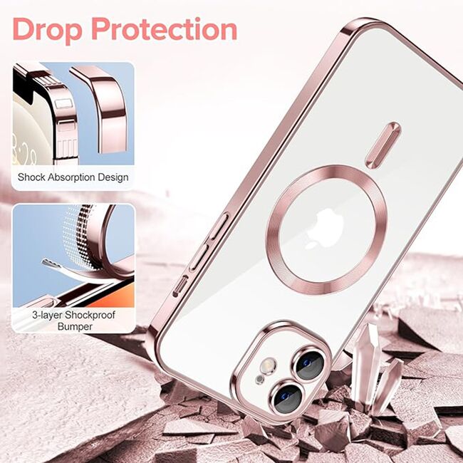 Husa pentru iPhone 12 cu MagSafe si protectie pentru lentile anti-shock 1.5 mm - pink