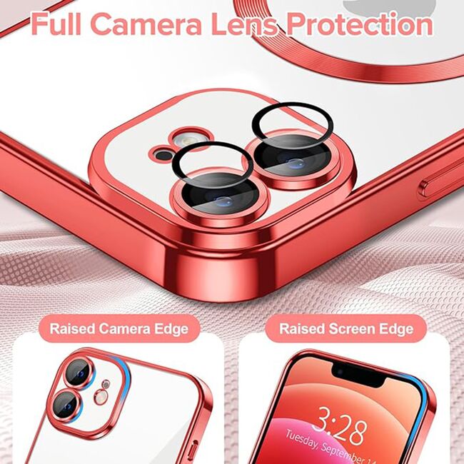 Husa pentru iPhone 12 cu MagSafe si protectie pentru lentile anti-shock 1.5 mm - rosu