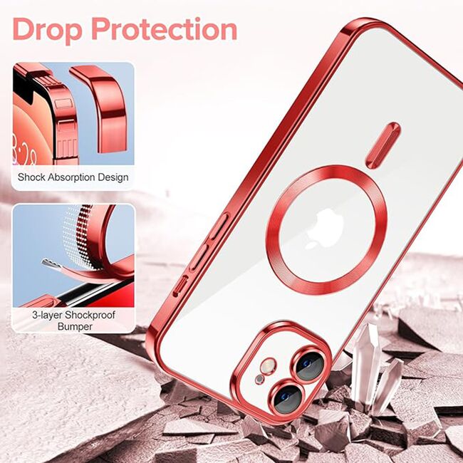 Husa pentru iPhone 12 cu MagSafe si protectie pentru lentile anti-shock 1.5 mm - rosu