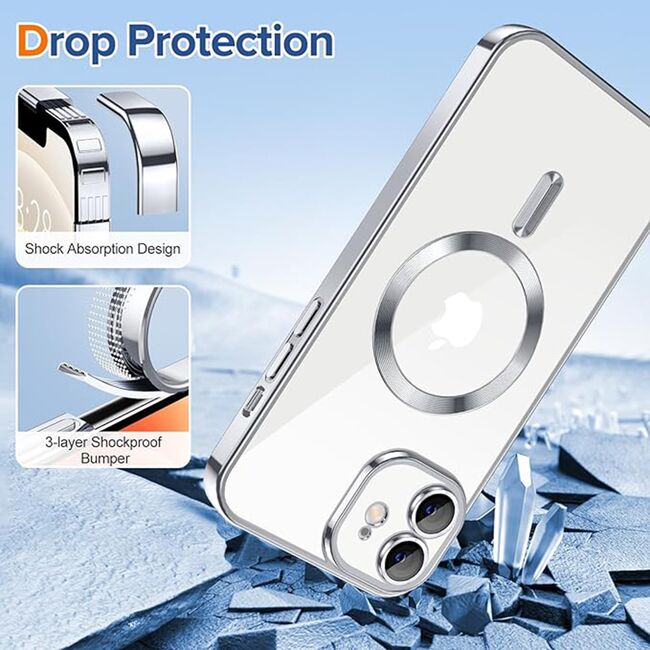 Husa pentru iPhone 12 cu MagSafe si protectie pentru lentile anti-shock 1.5 mm - silver