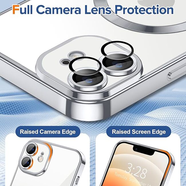 Husa pentru iPhone 12 cu MagSafe si protectie pentru lentile anti-shock 1.5 mm - silver