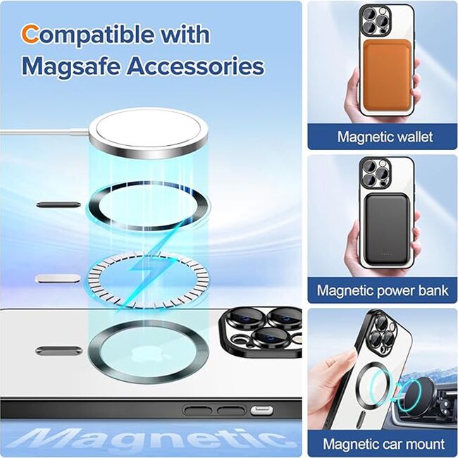 Husa pentru  iPhone 12 Pro cu MagSafe si protectie pentru lentile anti-shock 1.5 mm - negru