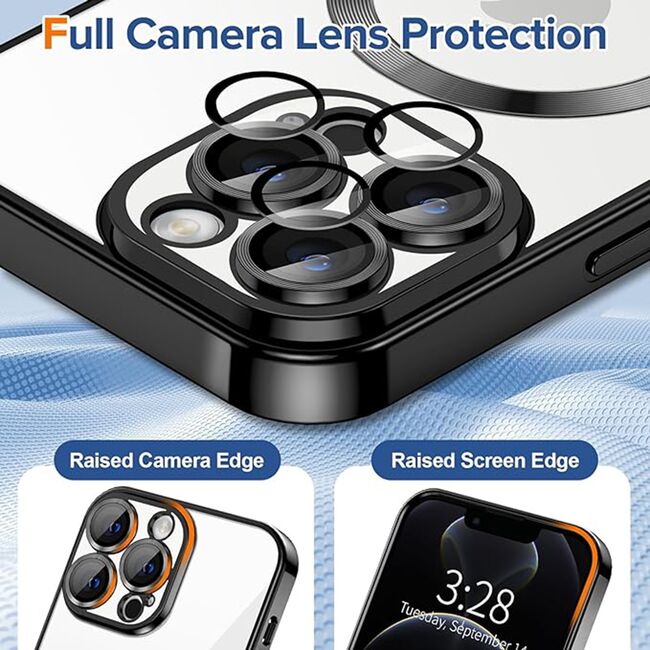 Husa pentru  iPhone 12 Pro cu MagSafe si protectie pentru lentile anti-shock 1.5 mm - negru
