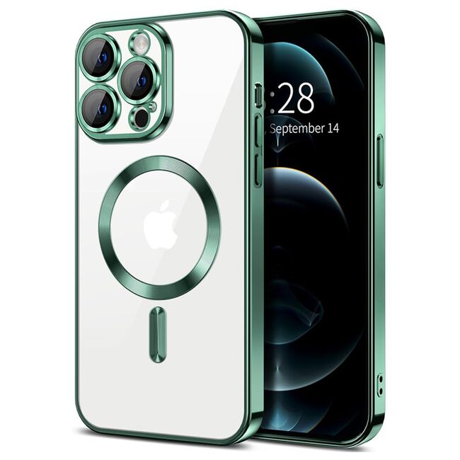 Husa pentru  iPhone 12 Pro cu MagSafe si protectie pentru lentile anti-shock 1.5 mm - verde