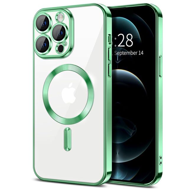 Husa pentru  iPhone 12 Pro cu MagSafe si protectie pentru lentile anti-shock 1.5 mm - verde deschis