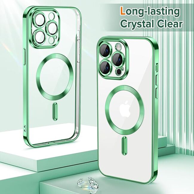 Husa pentru  iPhone 12 Pro cu MagSafe si protectie pentru lentile anti-shock 1.5 mm - verde deschis