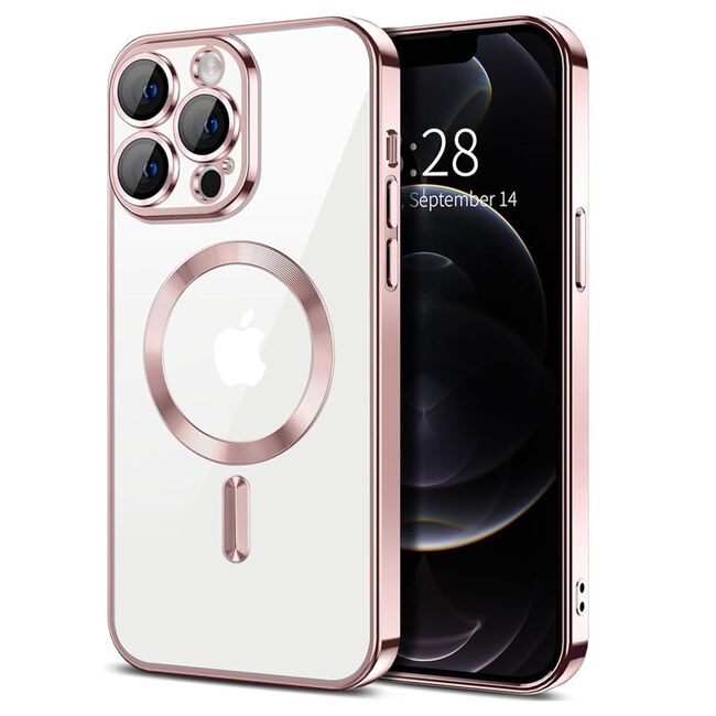 Husa pentru  iPhone 12 Pro cu MagSafe si protectie pentru lentile anti-shock 1.5 mm - roz