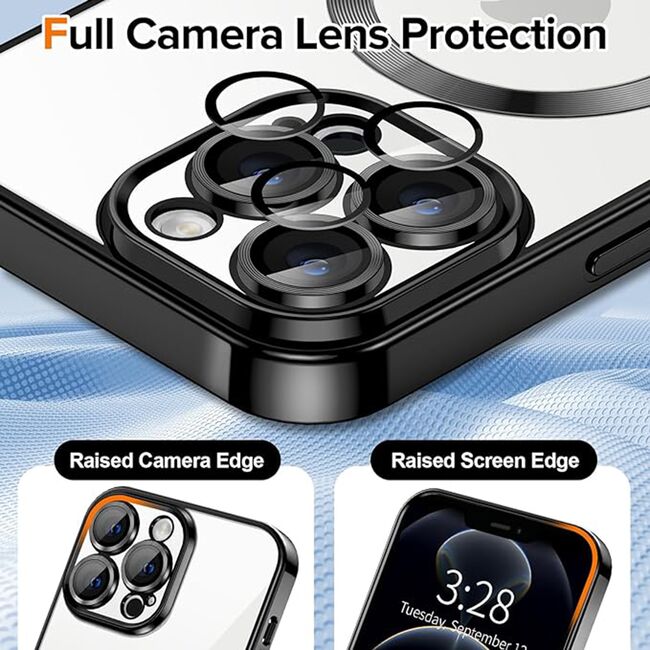Husa pentru  iPhone 12 Pro Max cu MagSafe si protectie pentru lentile anti-shock 1.5 mm - negru