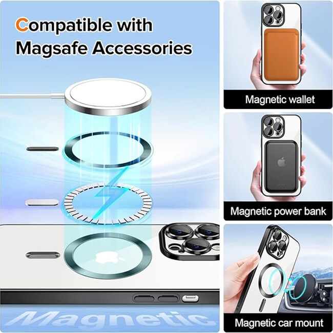 Husa pentru  iPhone 12 Pro Max cu MagSafe si protectie pentru lentile anti-shock 1.5 mm - negru