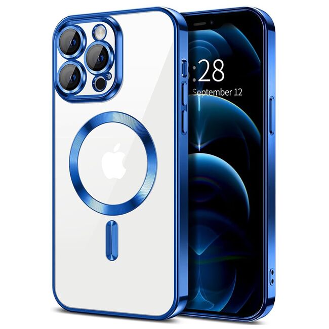 Husa pentru  iPhone 12 Pro Max cu MagSafe si protectie pentru lentile anti-shock 1.5 mm - albastru