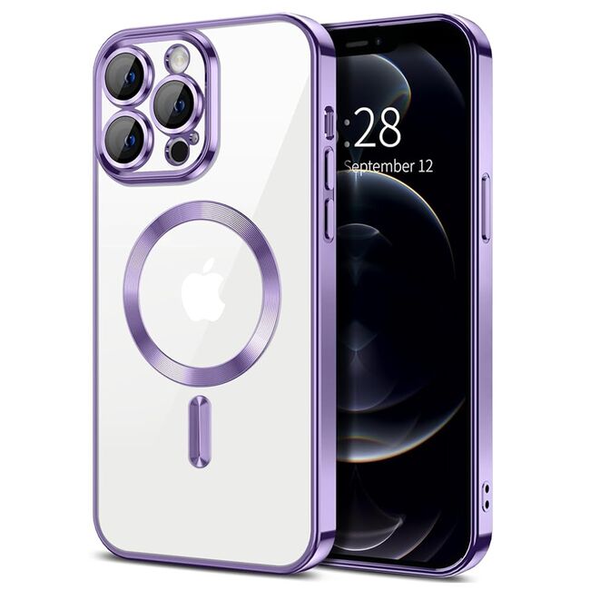 Husa pentru  iPhone 12 Pro Max cu MagSafe si protectie pentru lentile anti-shock 1.5 mm - mov