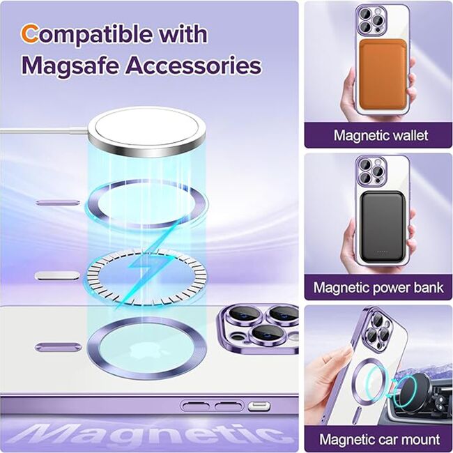 Husa pentru  iPhone 12 Pro Max cu MagSafe si protectie pentru lentile anti-shock 1.5 mm - mov