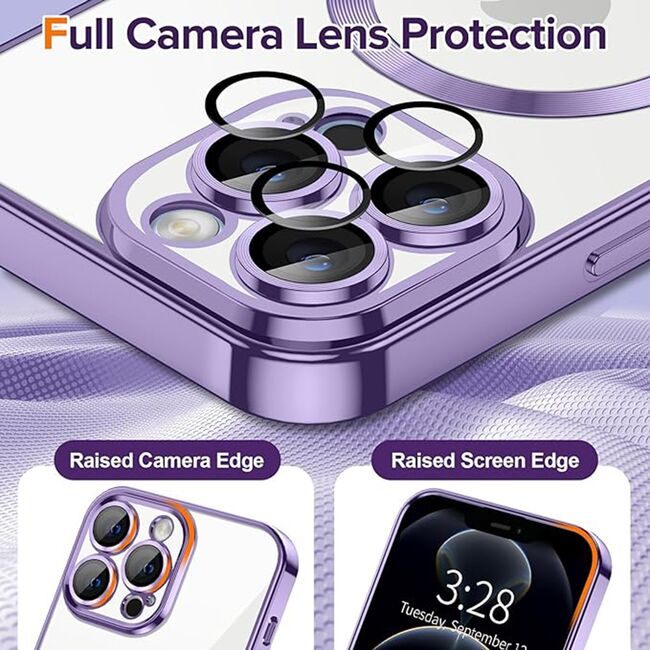 Husa pentru  iPhone 12 Pro Max cu MagSafe si protectie pentru lentile anti-shock 1.5 mm - mov