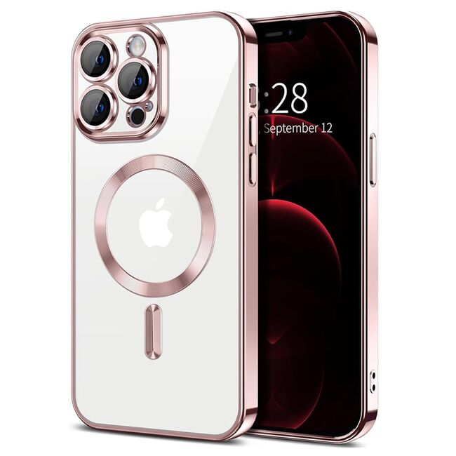 Husa pentru  iPhone 12 Pro Max cu MagSafe si protectie pentru lentile anti-shock 1.5 mm - roz
