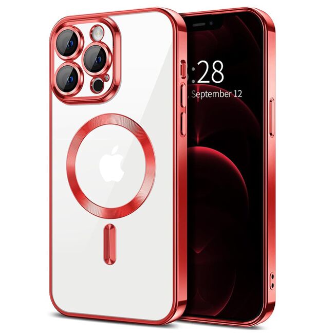 Husa pentru  iPhone 12 Pro Max cu MagSafe si protectie pentru lentile anti-shock 1.5 mm - rosu