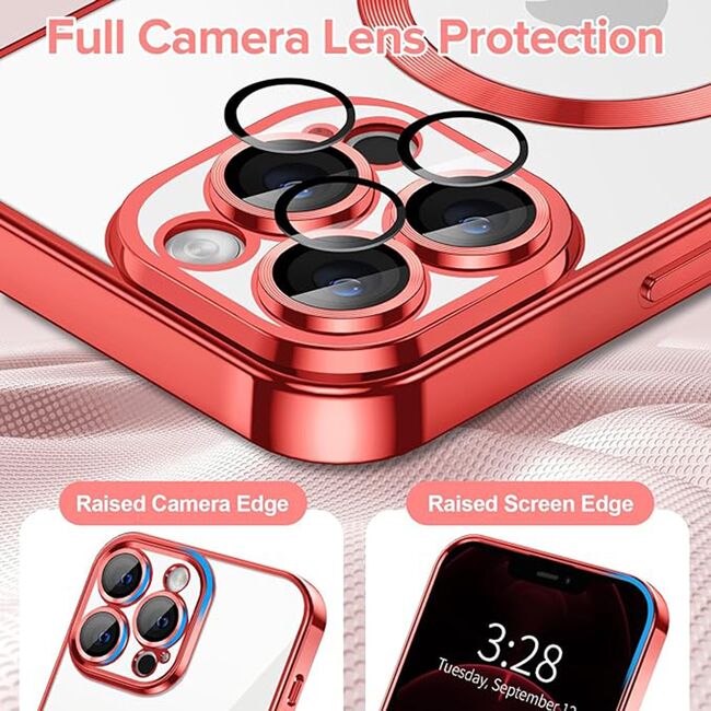 Husa pentru  iPhone 12 Pro Max cu MagSafe si protectie pentru lentile anti-shock 1.5 mm - rosu