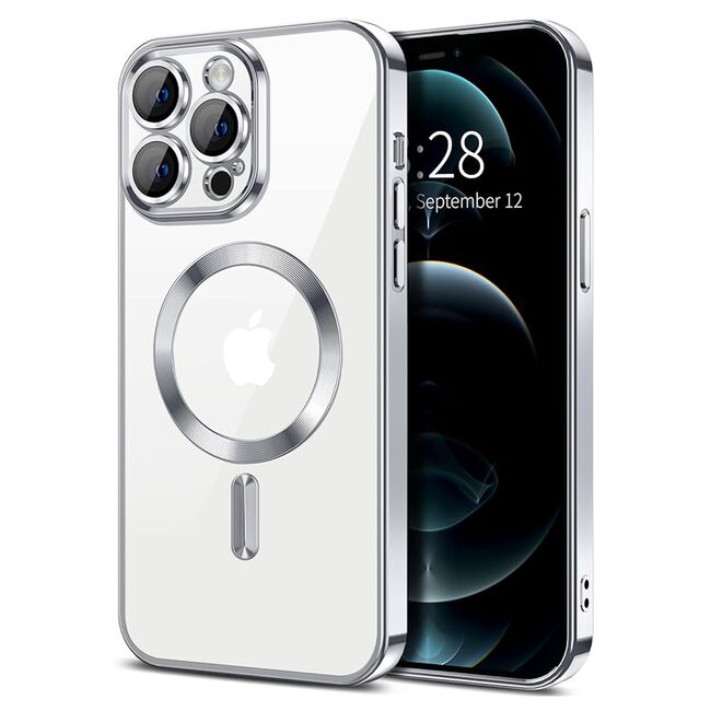 Husa pentru  iPhone 12 Pro Max cu MagSafe si protectie pentru lentile anti-shock 1.5 mm - argintiu