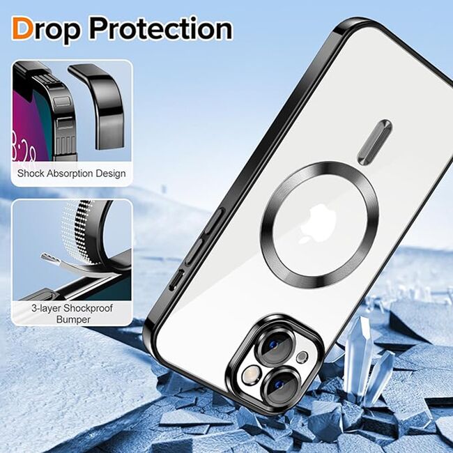 Husa pentru iPhone 13 cu MagSafe si protectie pentru lentile anti-shock 1.5 mm - negru