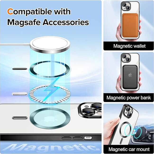 Husa pentru iPhone 13 cu MagSafe si protectie pentru lentile anti-shock 1.5 mm - negru