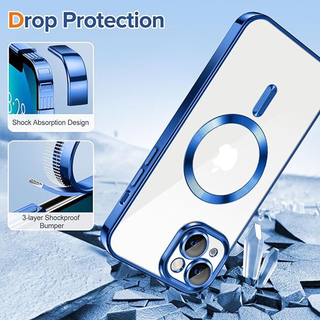 Husa pentru iPhone 13 cu MagSafe si protectie pentru lentile anti-shock 1.5 mm - deep blue