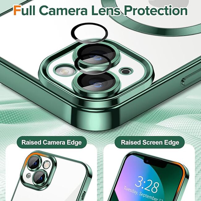 Husa pentru iPhone 13 cu MagSafe si protectie pentru lentile anti-shock 1.5 mm - deep green