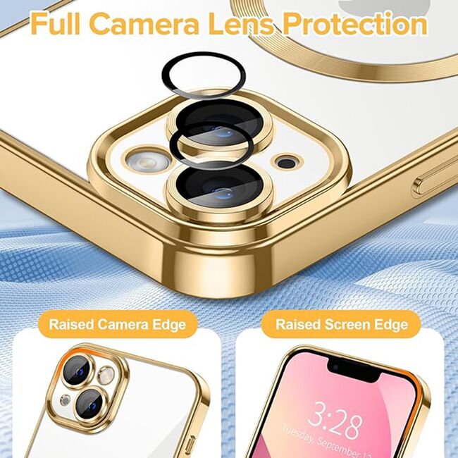 Husa pentru iPhone 13 cu MagSafe si protectie pentru lentile anti-shock 1.5 mm - gold