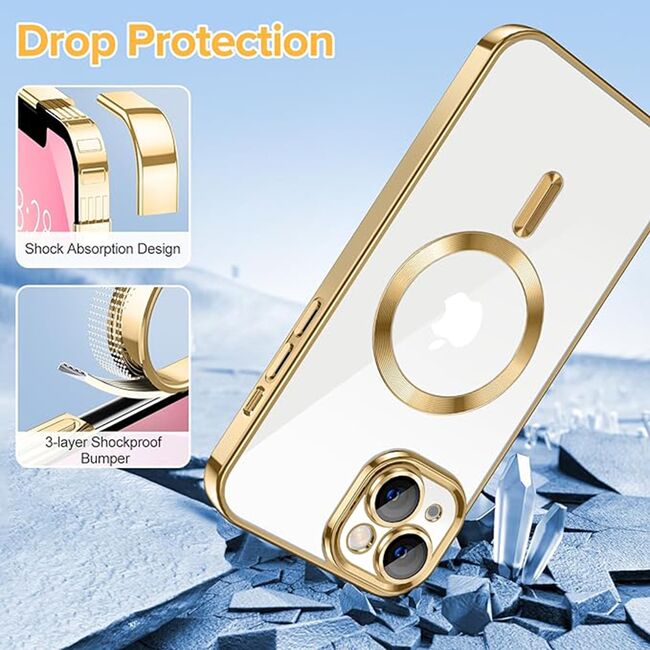 Husa pentru iPhone 13 cu MagSafe si protectie pentru lentile anti-shock 1.5 mm - gold