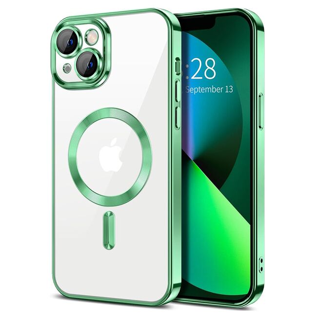 Husa pentru iPhone 13 cu MagSafe si protectie pentru lentile anti-shock 1.5 mm - light green