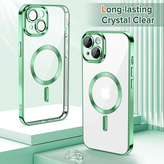 Husa pentru iPhone 13 cu MagSafe si protectie pentru lentile anti-shock 1.5 mm - light green