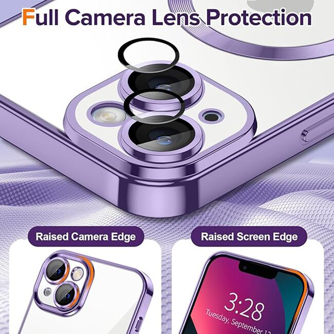 Husa pentru iPhone 13 cu MagSafe si protectie pentru lentile anti-shock 1.5 mm - light purple