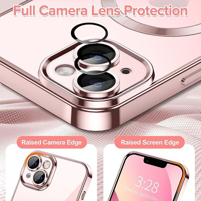Husa pentru iPhone 13 cu MagSafe si protectie pentru lentile anti-shock 1.5 mm - pink