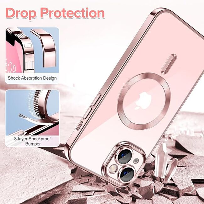 Husa pentru iPhone 13 cu MagSafe si protectie pentru lentile anti-shock 1.5 mm - pink