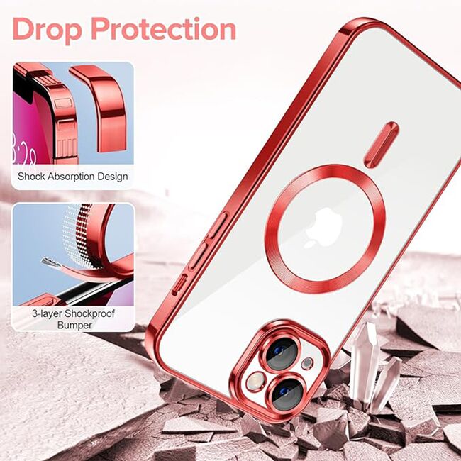 Husa pentru iPhone 13 cu MagSafe si protectie pentru lentile anti-shock 1.5 mm - rosu