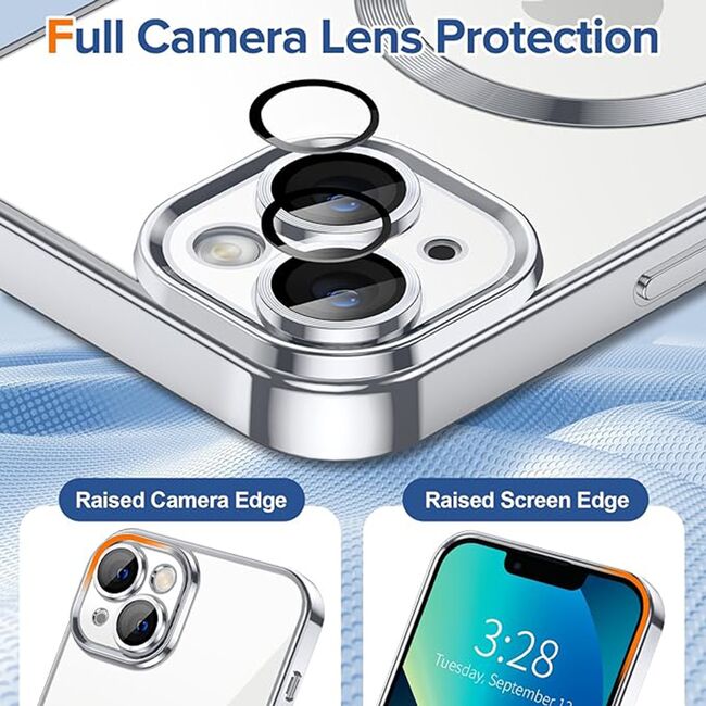 Husa pentru iPhone 13 cu MagSafe si protectie pentru lentile anti-shock 1.5 mm - silver