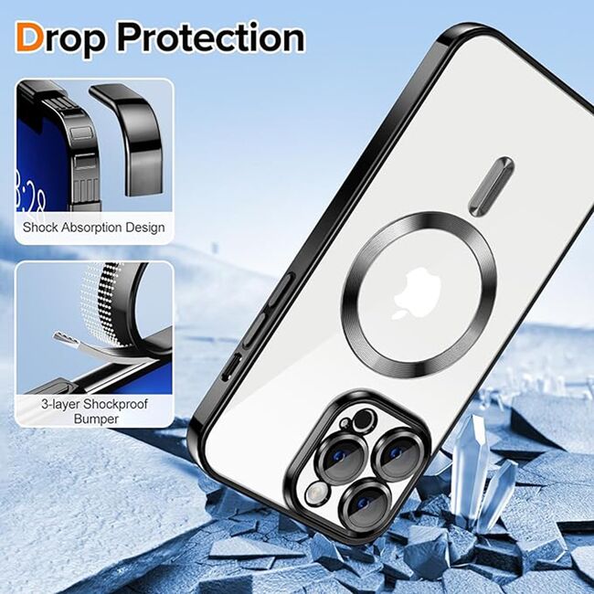 Husa pentru  iPhone 13 Pro cu MagSafe si protectie pentru lentile anti-shock 1.5 mm - negru
