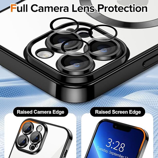 Husa pentru  iPhone 13 Pro cu MagSafe si protectie pentru lentile anti-shock 1.5 mm - negru