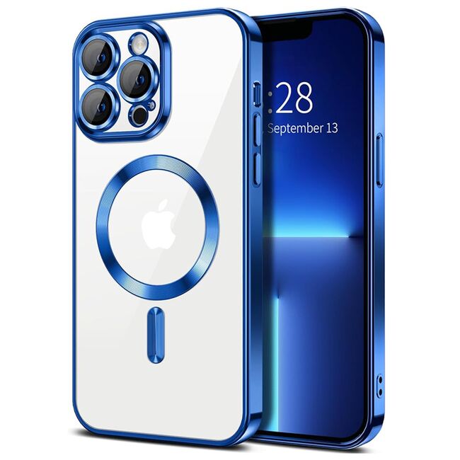 Husa pentru  iPhone 13 Pro cu MagSafe si protectie pentru lentile anti-shock 1.5 mm - albastru