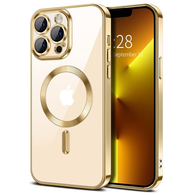 Husa pentru  iPhone 13 Pro cu MagSafe si protectie pentru lentile anti-shock 1.5 mm - auriu