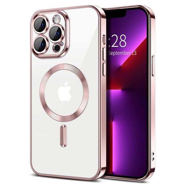 Husa pentru  iPhone 13 Pro cu MagSafe si protectie pentru lentile anti-shock 1.5 mm - roz