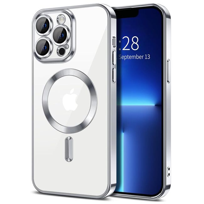 Husa pentru  iPhone 13 Pro cu MagSafe si protectie pentru lentile anti-shock 1.5 mm - argintiu