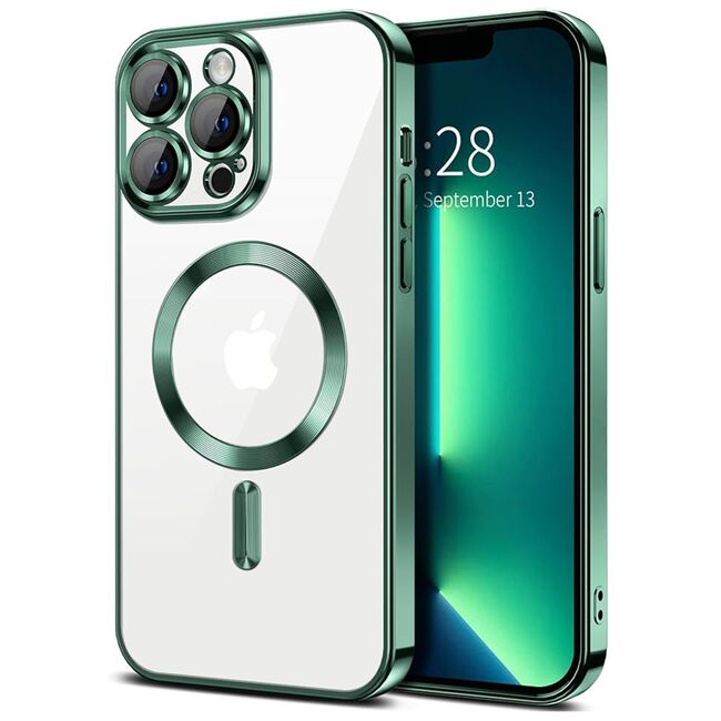 Husa pentru  iPhone 13 Pro Max cu MagSafe si protectie pentru lentile anti-shock 1.5 mm - verde